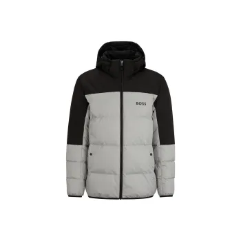 HUGO BOSS Regular Fit Water Repellent Down Jacket With Logo Detail Jackets & Coats Men's Light Gray