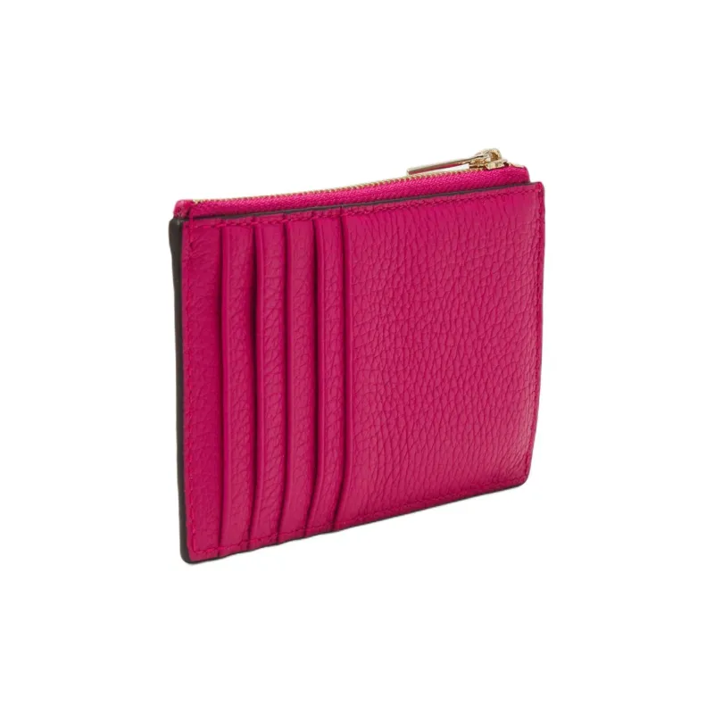 Furla Calfskin Card Clip Card Holder Women's Flamingo Pink-3