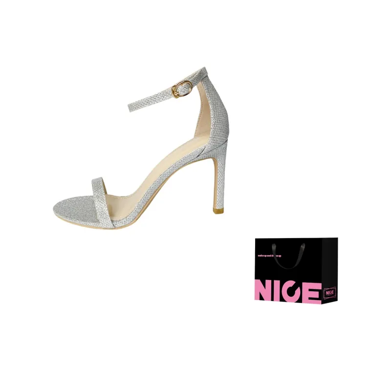 Luji One Strap Sandals 6cm/8cm/10cm Women's Black/Apricot/Black Flash/Silver/Champagne Gold-36