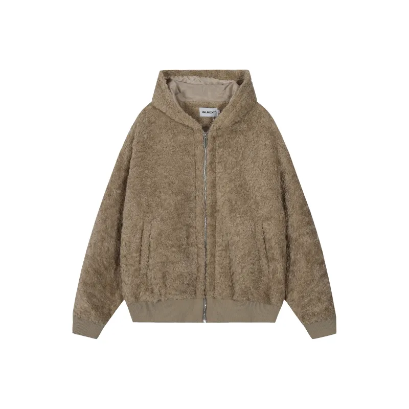 WLNEXT Fuzzy Coat Trendy Brand Lazy Luxury Lambswool Cotton Jacket Trend Unisex-0