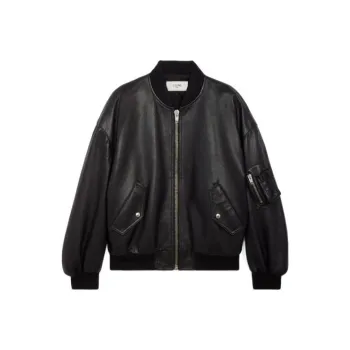 CELINE Leather Bomber Jacket In Soft English Lambskin