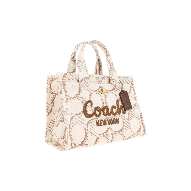 COACH Fabric Tote Bag, Shopping Bag, Shoulder Bag, Handbag Medium Size Women's Cream-1
