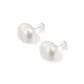 16mm Flattened Round Chinese Steamed Bun Pearl Earring[925 Sterling Silver Stud]