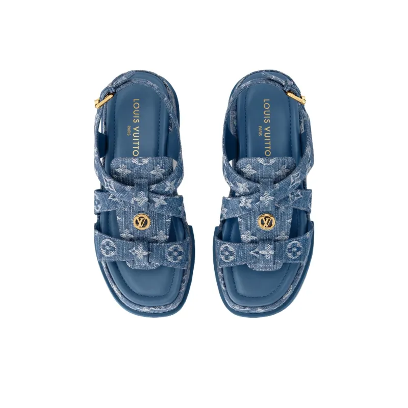 LOUIS VUITTON Maya One Strap Sandals 5cm Women's Blue-3