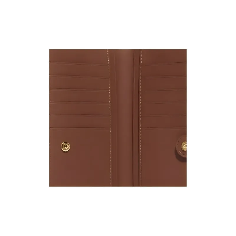 COACH Slim Wallet Coated Canvas With Smooth Leather Card Holder Wallet Women's Brown & Black-4