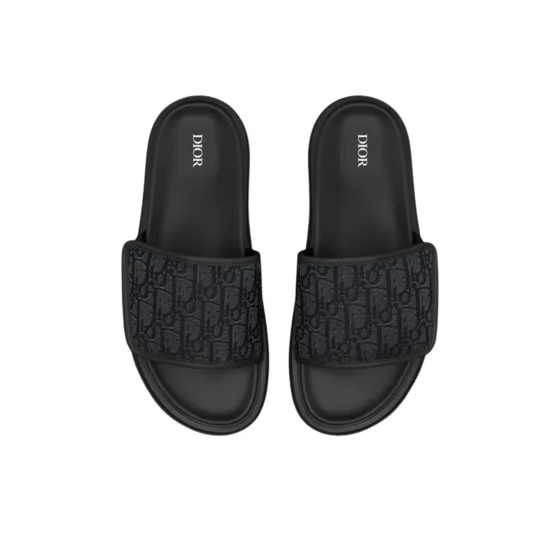DIOR Aqua Rubber Sole Quiet Slide Slippers Men's Black-3