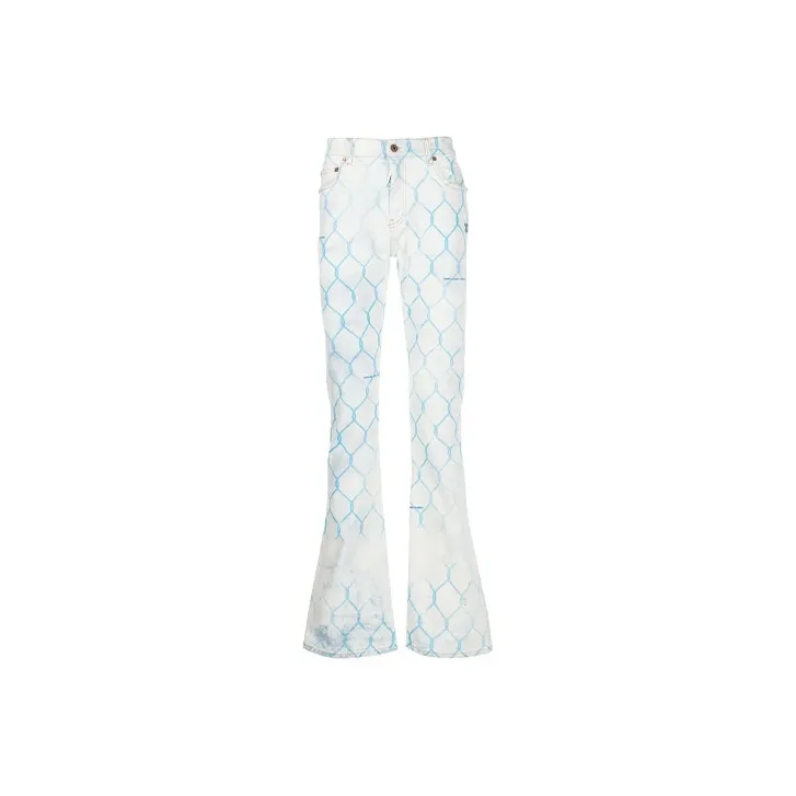 OFF WHITE Fence Bleached Skinny Fit Denim Jeans-0