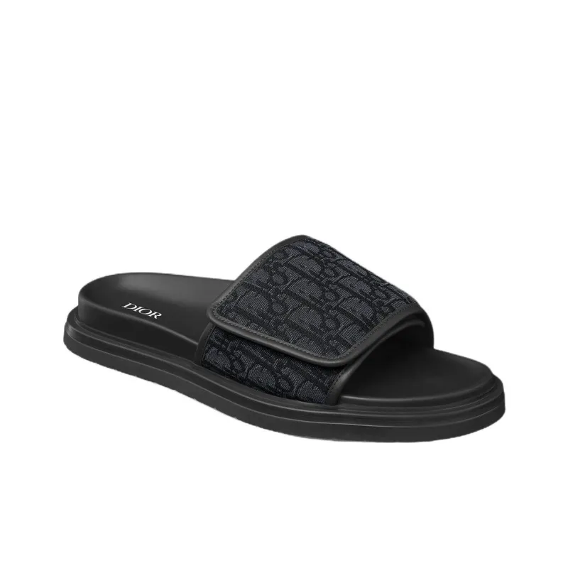 DIOR Aqua Rubber Sole Quiet Slide Slippers Men's Black-2