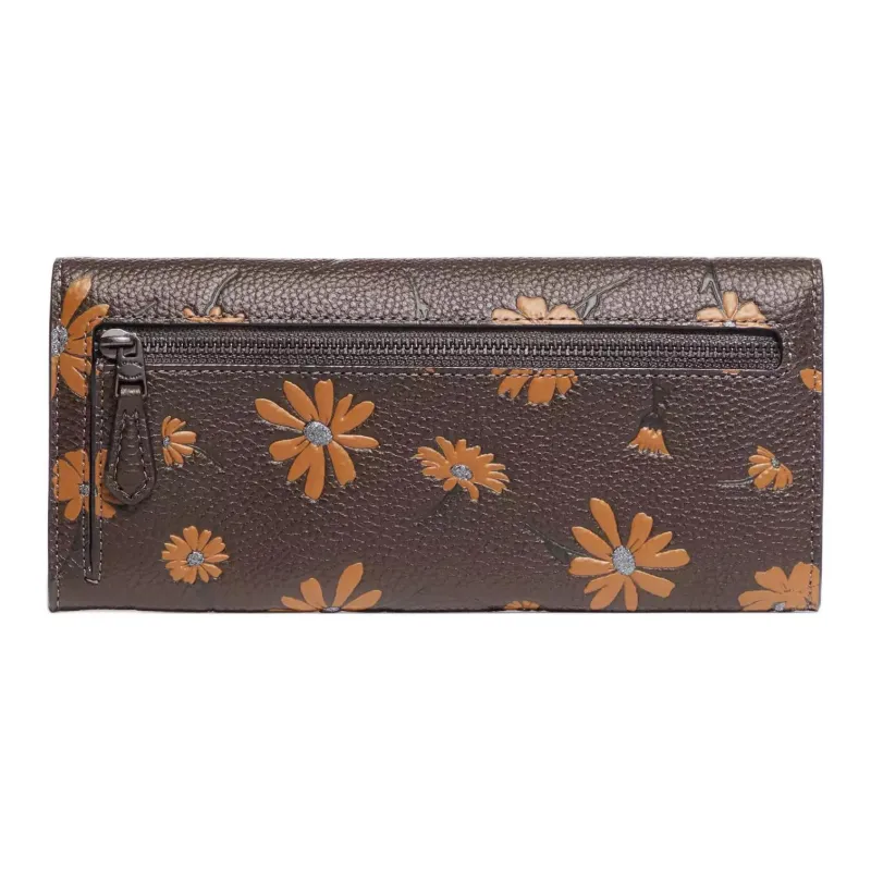 COACH Wyn Pebbled Leather Card Holder Wallet Small Size Women's Tan-1