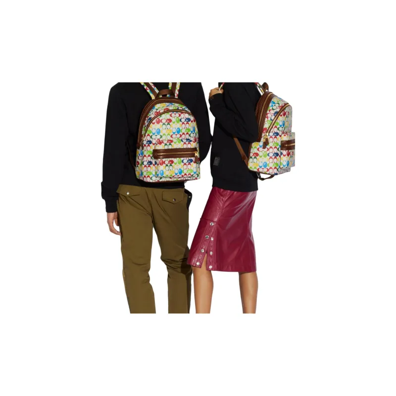 COACH X Bape Collaboration Academy Canvas Cowhide Backpack Large Size Unisex Brown-3