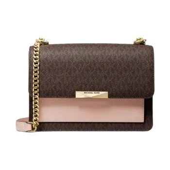 MICHAEL KORS Jade Coated Canvas With Leather Shoulder Bag Crossbody Bag Large Size Women's Brown & Pink