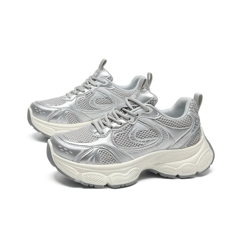 ZHR Xiaoice Bear Wear resistant And Lightweight Low Top Chunky Sneakers Women's Silver-1