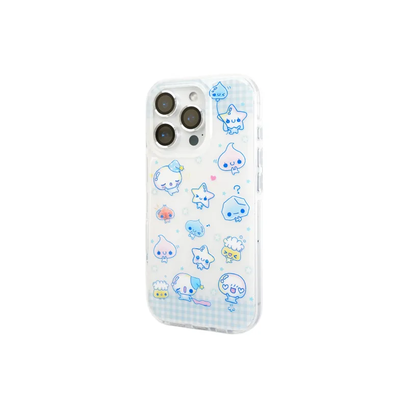Wei Xin Acrylic Material Blue Plaid Little Ice Man Phone Cases Compatible With IPhone 16/15 Pro Max/Apple 13/14 Pro/Max-2