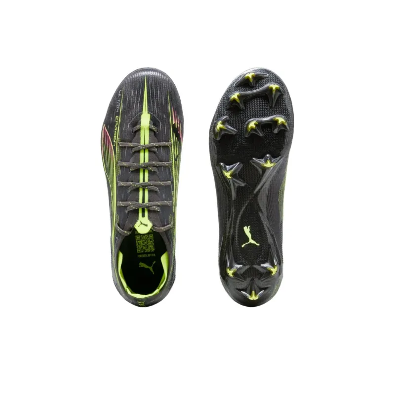PUMA FG Rubber Long Studs Anti Slip Wear Resistant Soccer Shoes Women's Black Yellow-3