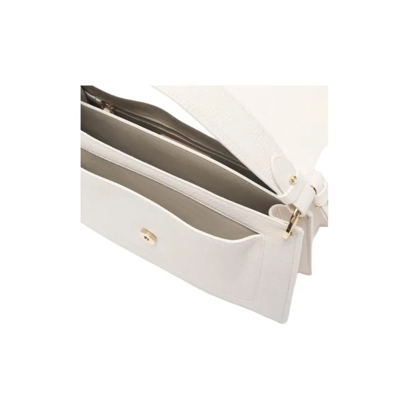 COCCINELLE C me Grain Leather Shoulder Bag, Crossbody Bag, Handbag Medium Size Women's White-3