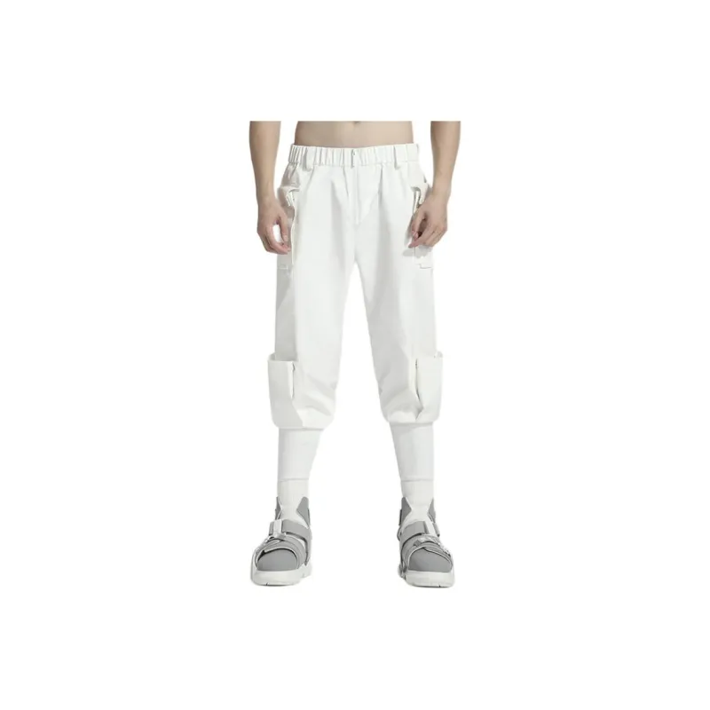NORVINCY Versatile Pure White Cleanfit Cargo Pants Unisex-5