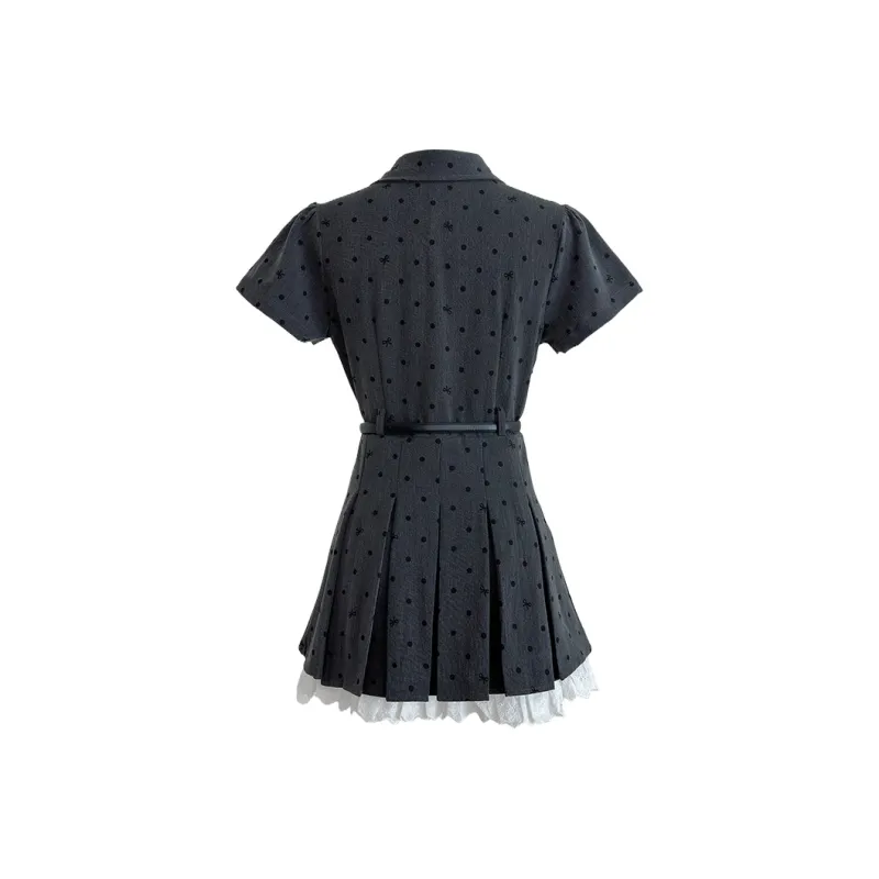 Icicofficial Short Sleeved Dress Women's Gray Dress-1