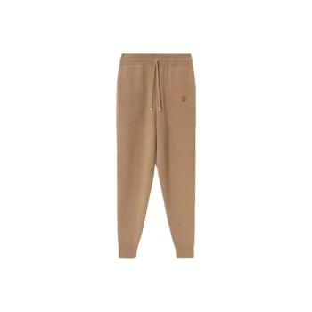 Burberry Monogram Motif Track Pants Logo Knitted Sports Pants Men's Light Coffee