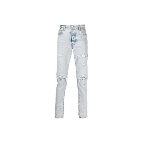 ripped knee straight-leg jeans Blu