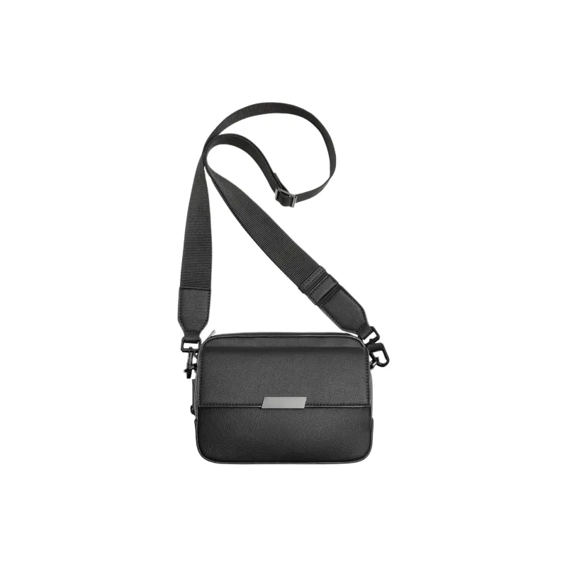 ZARA Polyurethane Shoulder Bag, Crossbody Bag Men's Black-0