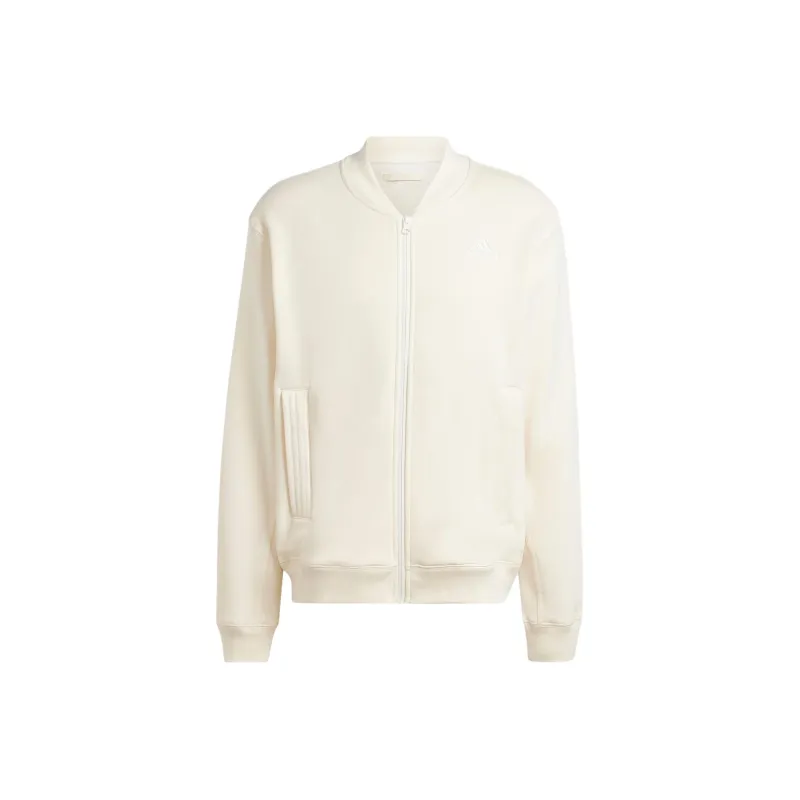 Adidas Lounge Fleece Bomber Jacket With Zip Opening Jackets & Coats Men's Beige-0