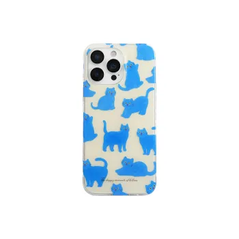 Wei Xin Acrylic Material All Over Blue Kitten Phone Cases Compatible With IPhone 16/15 Pro Max/Apple 13/14 Pro/Max