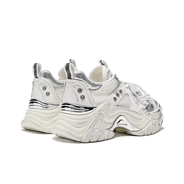 HR Abrasion Resistant Low Top Chunky Sneakers Women's White-3