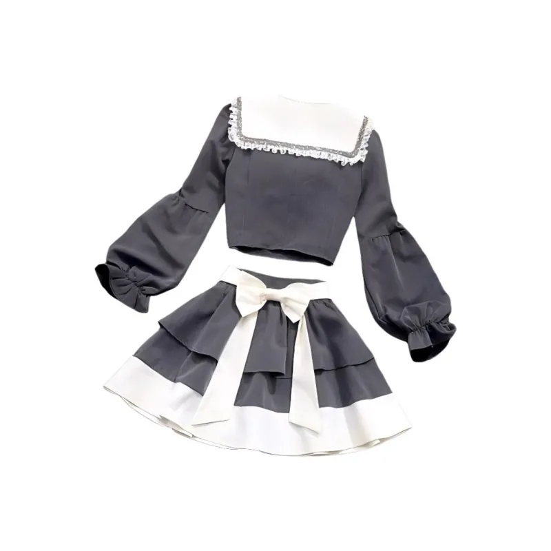 IQC Skirt Set Women's Gray White-1