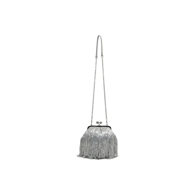 WEEKEND MaxMara Polyester One Shoulder Clutch Women's Silver-3