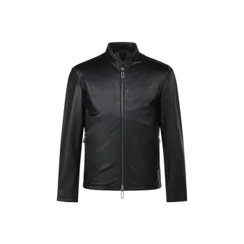EMPORIO ARMANI Leather Jackets Men Black