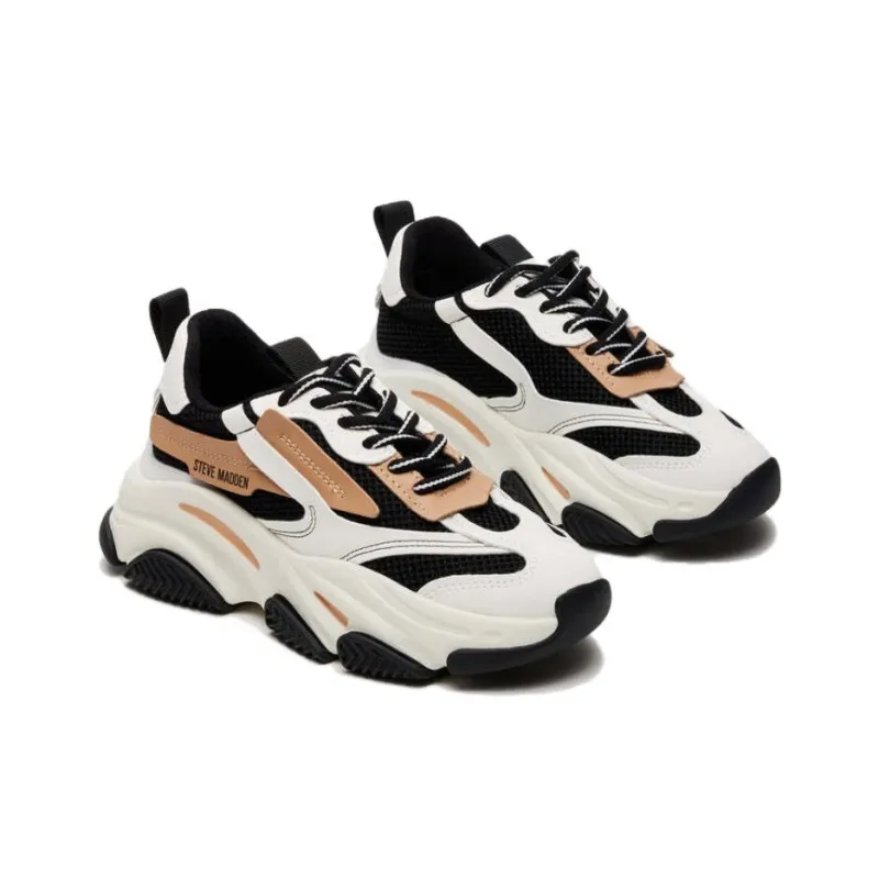 STEVE MADDEN Low Top Casual Shoes Unisex White Black Brown-1