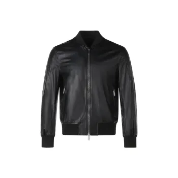 EMPORIO ARMANI Leather Jacket Men's Black