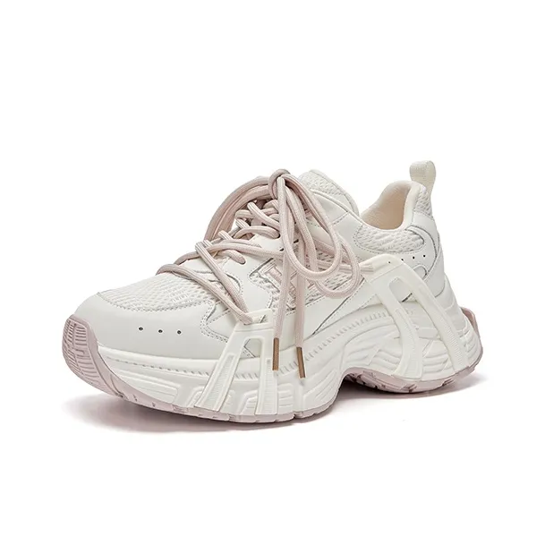 HR Slip Resistant Low Top Chunky Sneakers Women's Beige Purple-1