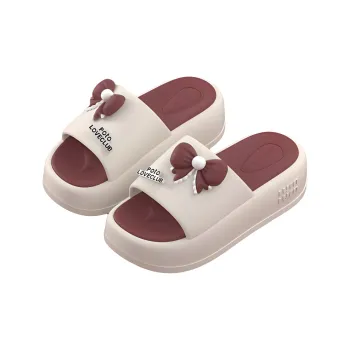 Ming Sheng 6cm Platform Summer Cute Bowknot Platform Slippers With Soft And Springy Feeling Indoor