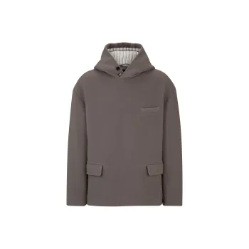 HUGO BOSS Regular-Fit Hooded Jacket In Virgin Wool Jackets Coats Men's Gray