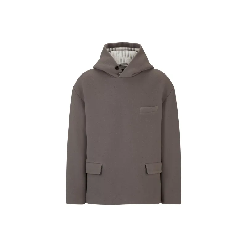 HUGO BOSS Regular-Fit Hooded Jacket In Virgin Wool Jackets Coats Men's Gray-0