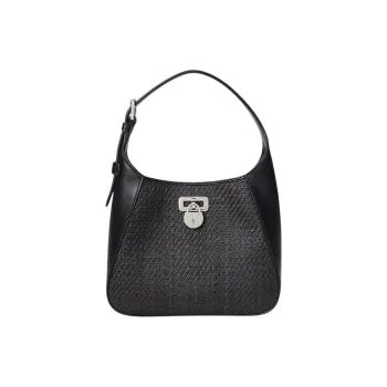 LAUREN RALPH LAUREN Raffia Shoulder Bag Women's Black