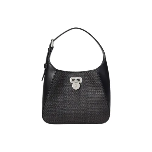 LAUREN RALPH LAUREN Raffia Shoulder Bag Women's Black