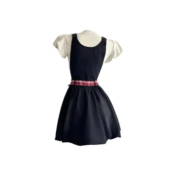 The Temptation Of The Muse Skirt Set Women's White Top+Denim Suspender Skirt