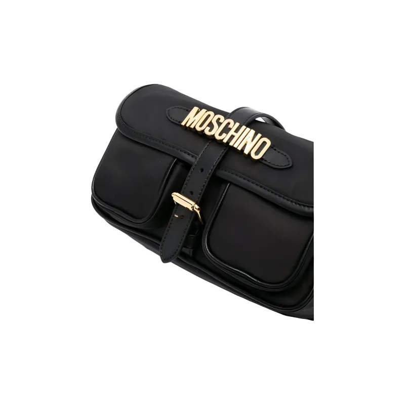 MOSCHINO Cotton And Polyurethane Messenger Bag Shoulder Bag Crossbody Bag Women's Black-3
