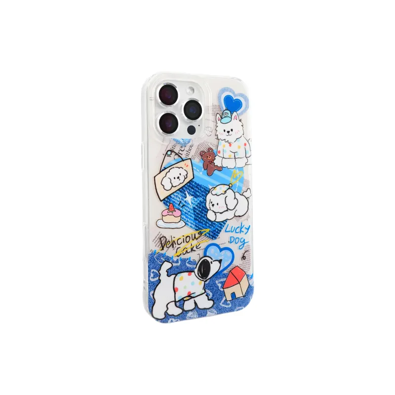 Wei Xin Acrylic Material Denim Heart Puppy Phone Cases Compatible With IPhone 16/15 Pro Max/Apple 13/14 Pro/Max-1