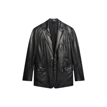 Balenciaga Leather Jackets Men Black