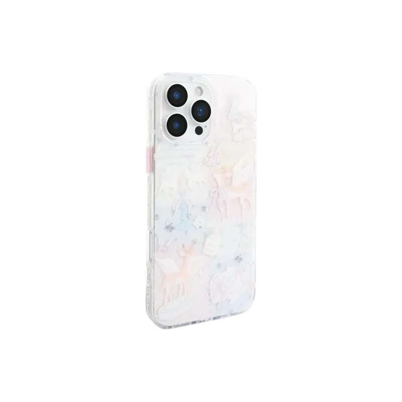Sopi Acrylic Material Multicolor Plaid Patchwork Angel Deer Phone Cases Compatibility With IPhone 16/15/13/14/Pro/Max-3