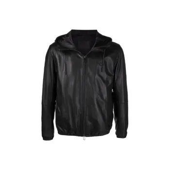 EMPORIO ARMANI FW21 Leather Jacket Men's Black