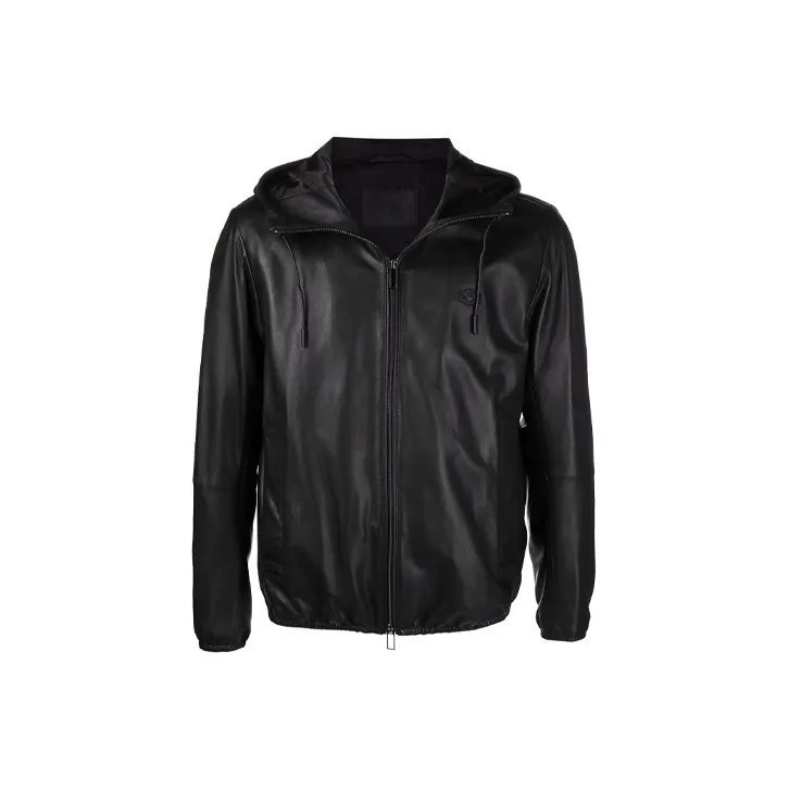 EMPORIO ARMANI FW21 Leather Jacket Men's Black-0
