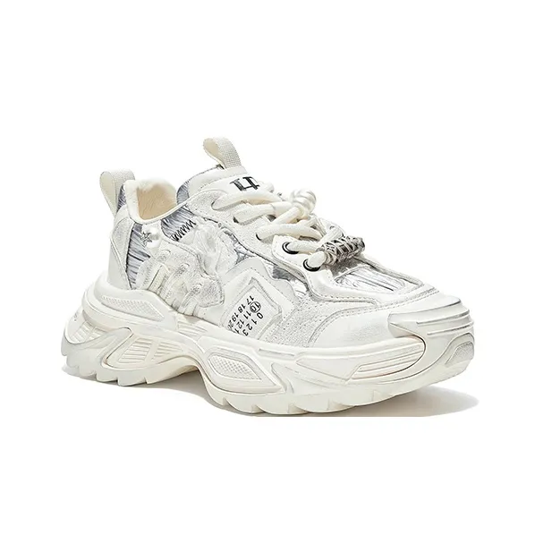 HR Low Top Chunky Sneakers Women's Ecru Silver-1