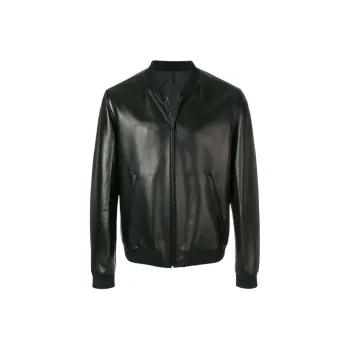 PRADA Leather Jackets Men Black