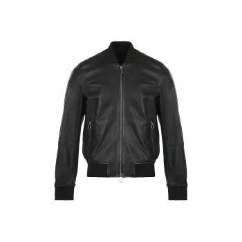 EMPORIO ARMANI Leather Jacket Men's Black