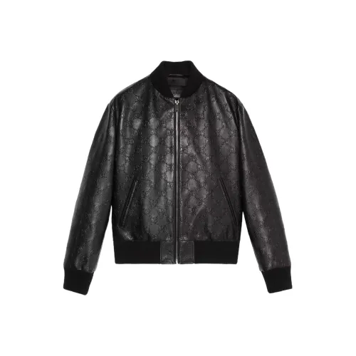 GUCCI GG debossed Leather Jacket