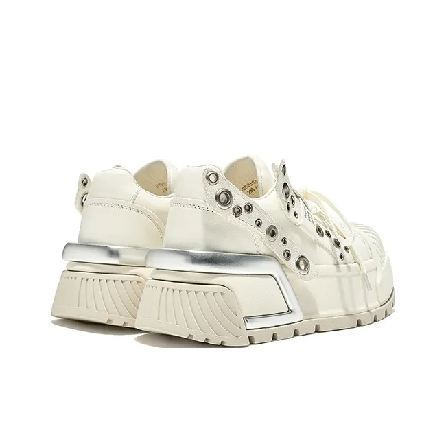 HR Mid Top Skateboard Shoes Women's White-3